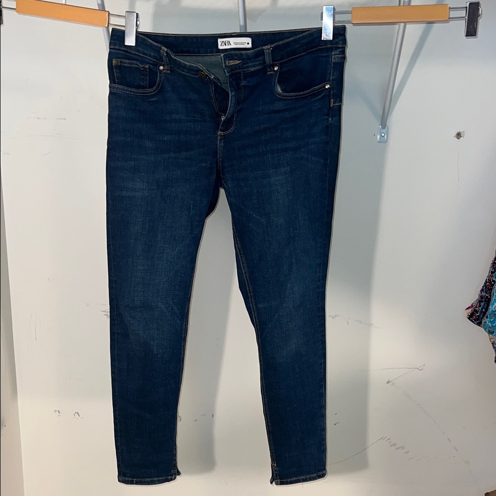 Zara Women's Dark Blue Skinny Jeans (#46)